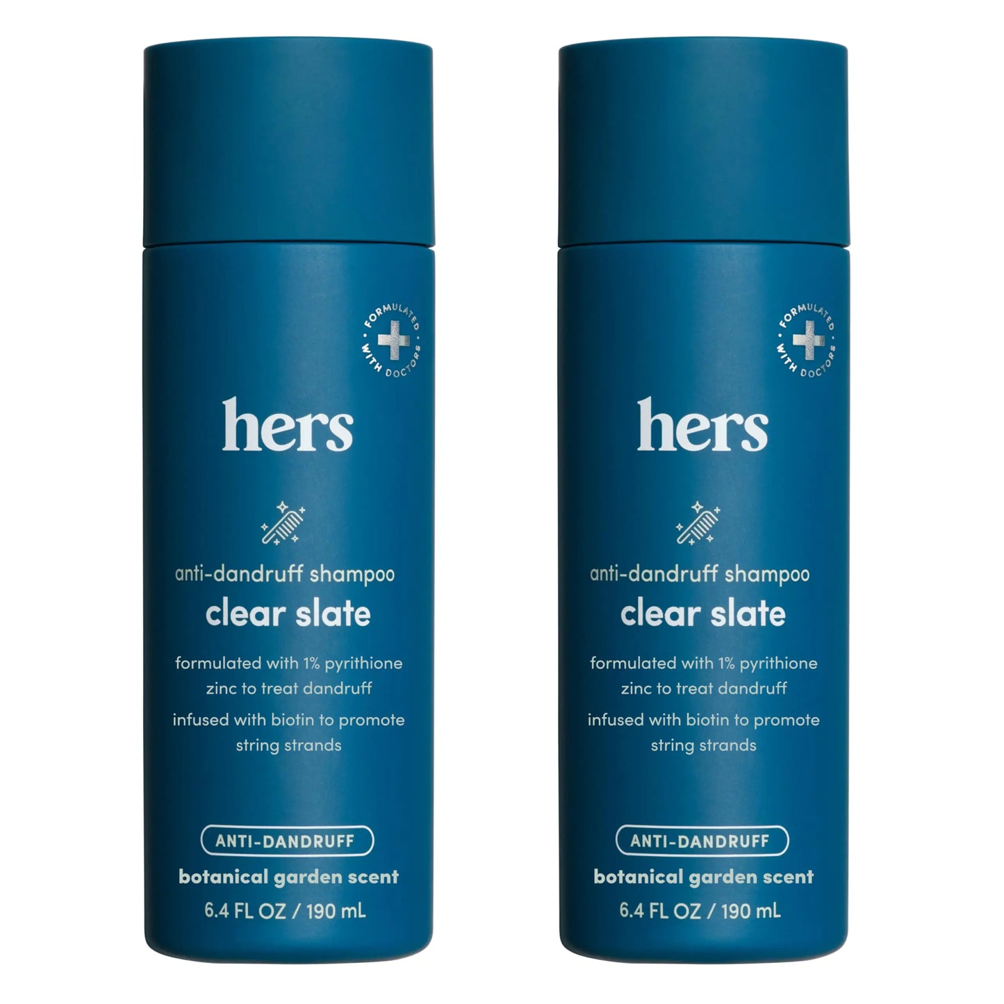 hers Clear Slate Anti Dandruff Shampoo 2 Pack - Dermatologist Formulated Dry Scalp & Dandruff Shampoo with Biotin - Shampoo with 1% Zinc Pyrithione - Botanical Garden Scent - 2 x 6.4 fl oz