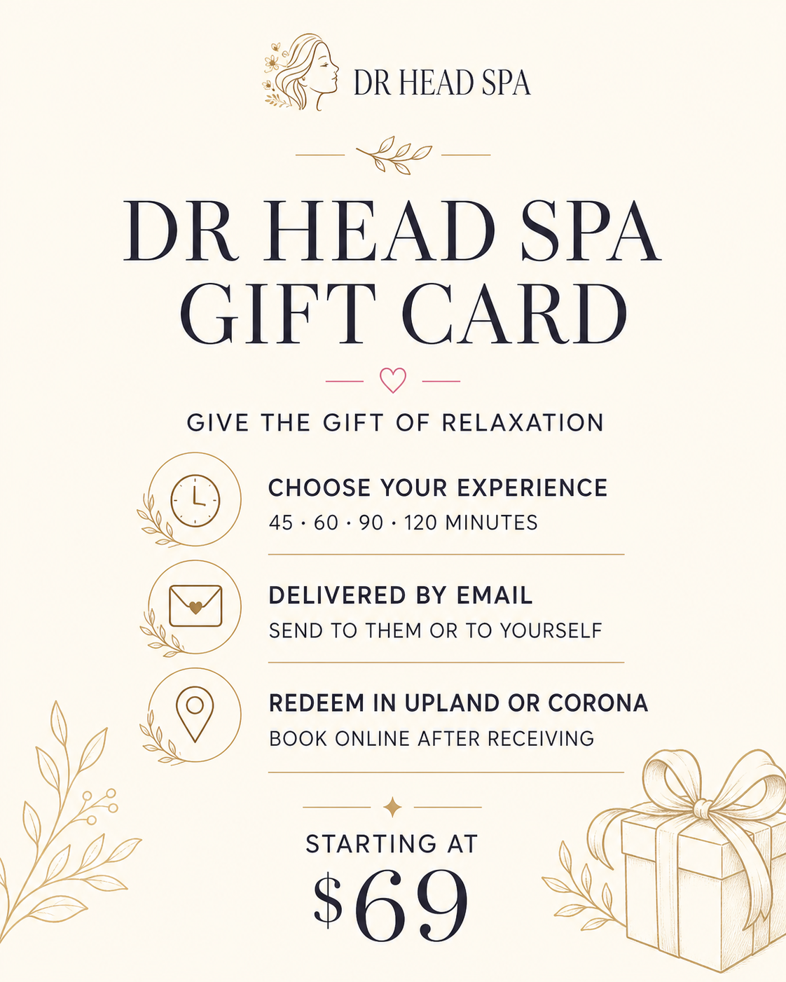 DR Head Spa Gift Card | Upland & Corona, CA